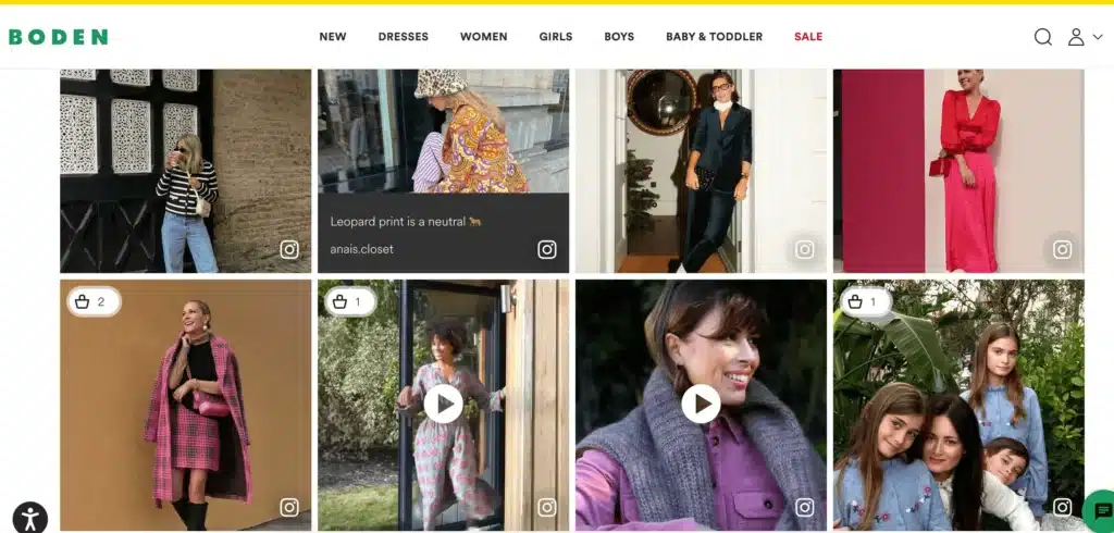 Boden lookbook featuring instagram fashion