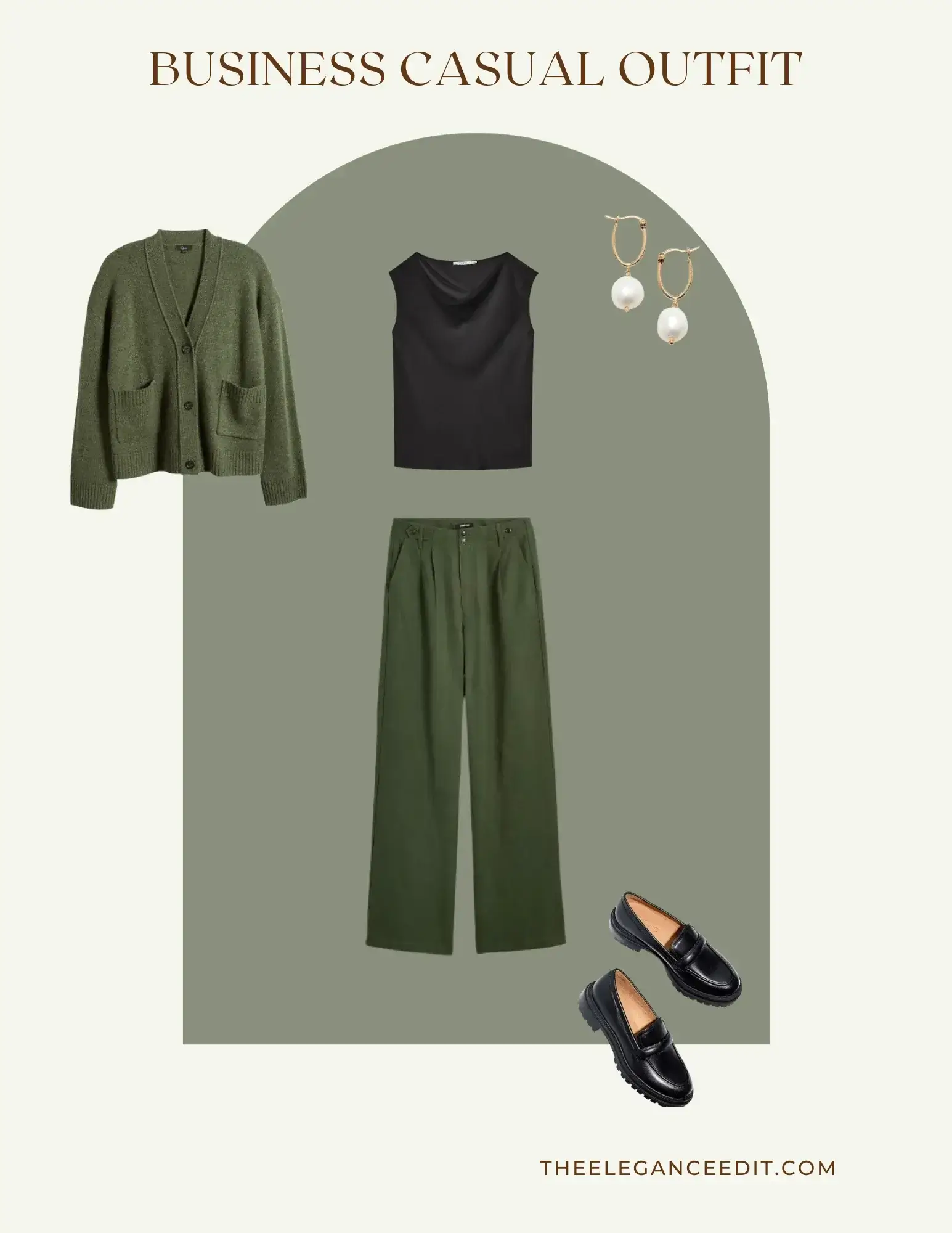 Business Casual Fall Outfit with trousers and loafers