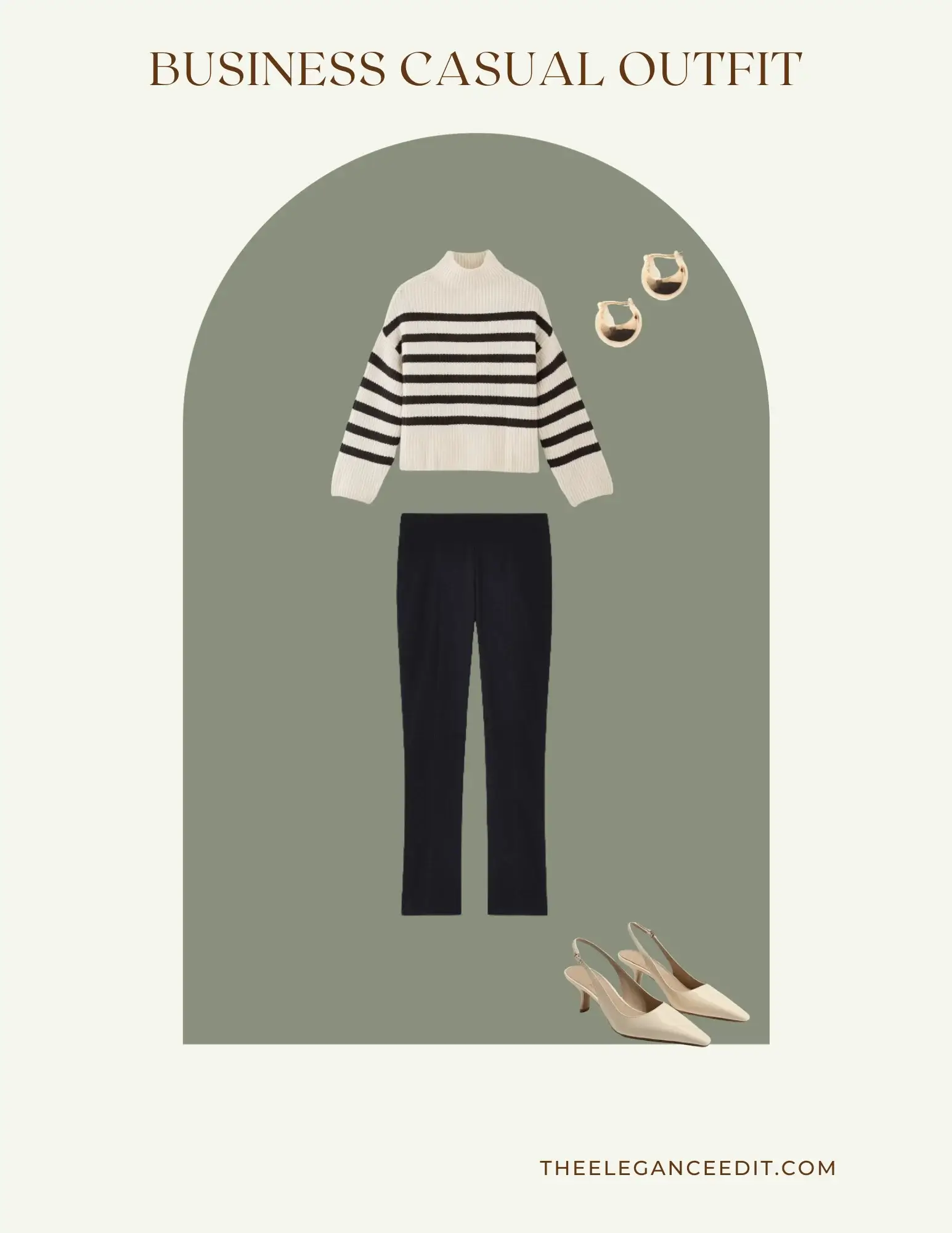 Business Casual Jeans Office Outfit with striped sweater