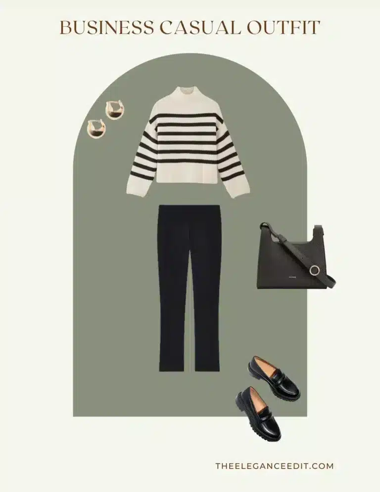 Business Casual Outfit Sweater and Trousers with loafers