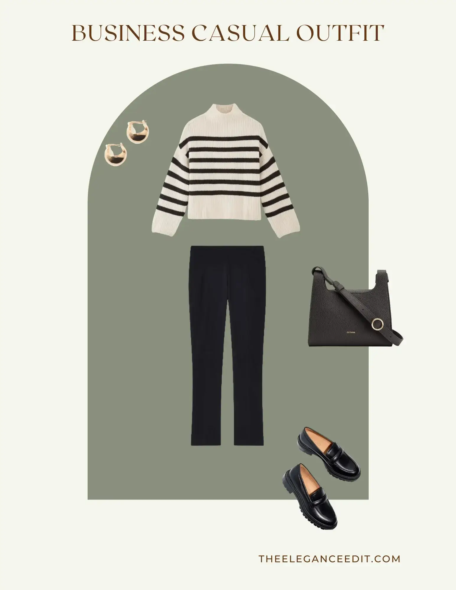 Business Casual Outfit Sweater and Trousers with loafers