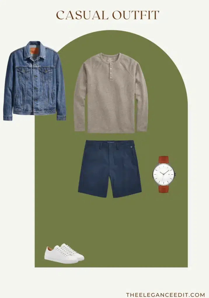 Men's henley and shorts outfit