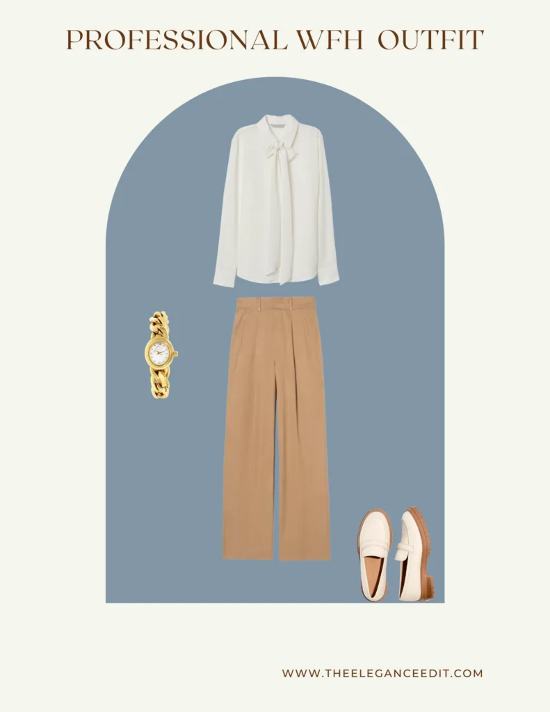 Professional Work From Home Outfit with slacks and blouse