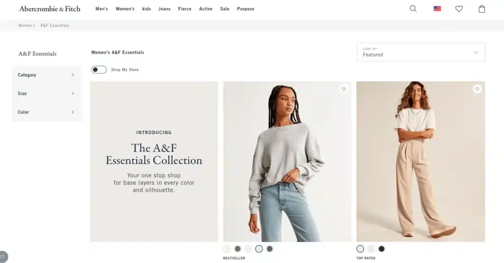 Abercrombie & Fitch Essentials brand like Zara