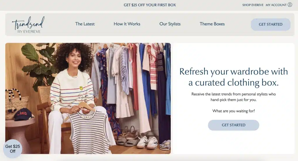 Trendsend styling service homepage