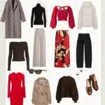 Winter Capsule Wardrobe 2025 Minimalist with sweater dress, tops, coats, and shoes