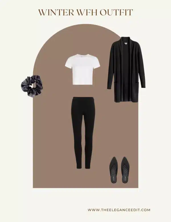 cozy remote work outfit with leggings and t-shirt
