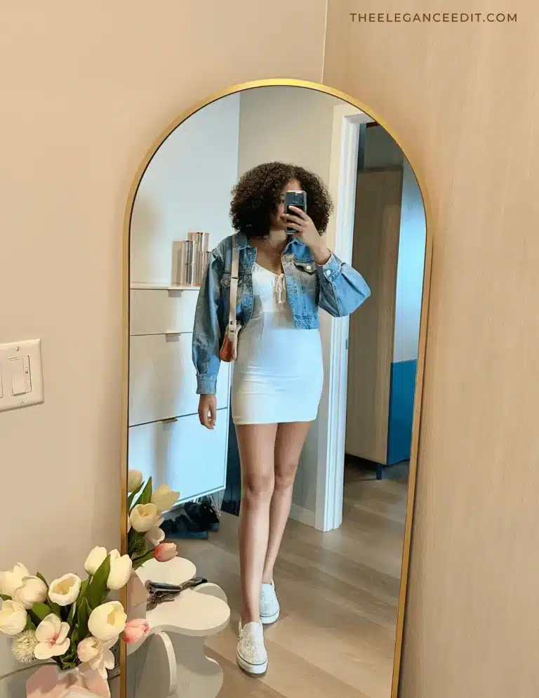 slip on sneakers and mini dress outfit