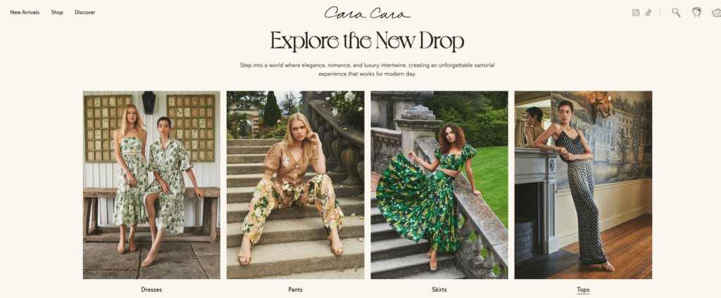 Cara Cara luxury dresses and skirts in floral patterns