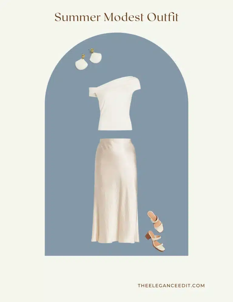 Summer Modest Outfit Dressy with silk midi skirt and reformation top