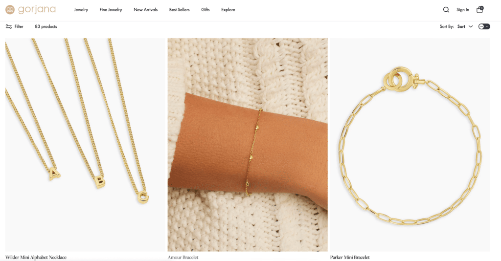 Gorjana affordble brcelets and necklaces