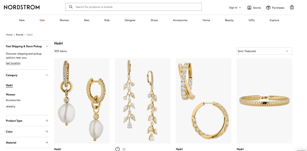 Nordstrom-Ettika and Nadri jewelery