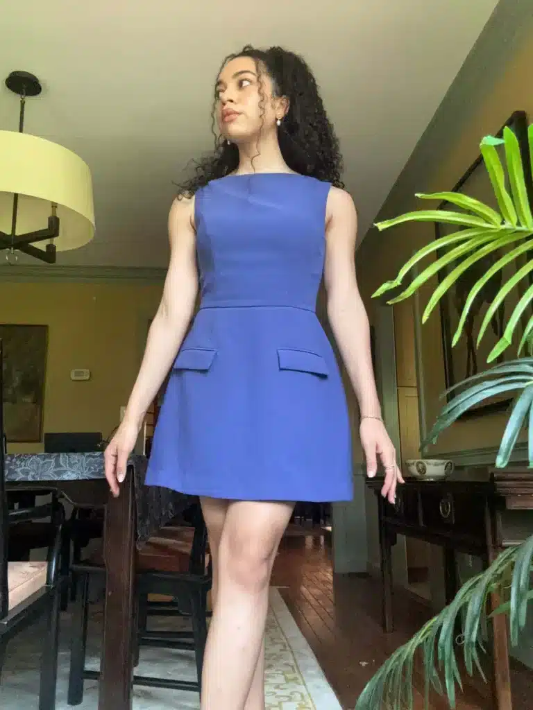Woman in royal blue Amanda Uprichard Dressfrom BNTO