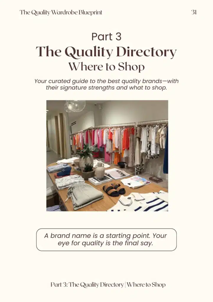 ebook page showing quality brands to shop